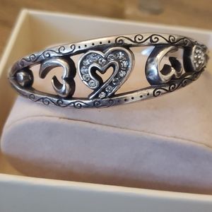 Brighton silver & crystal  heart bangle bracelet